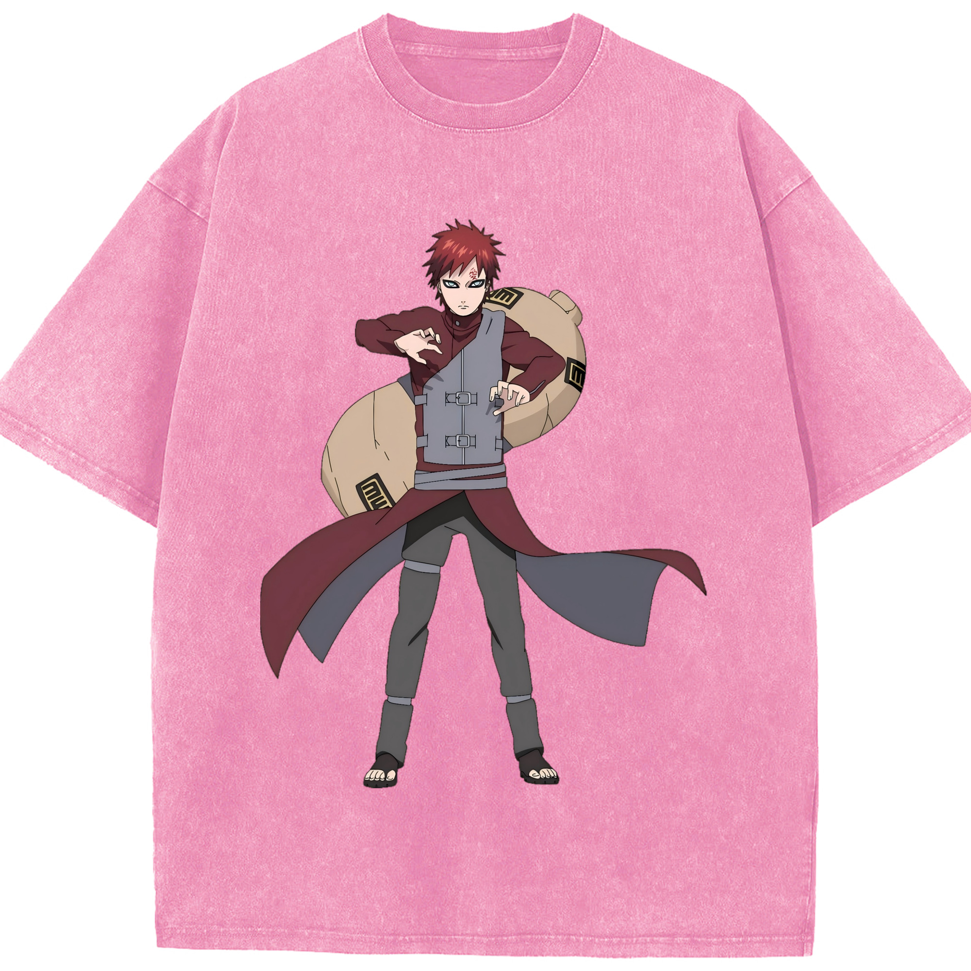 （画像用） NARUTO -ナルト- ガアラ Gaara 綿100% ヴィンテージ風 半袖Tシャツ（フロントプリント）
